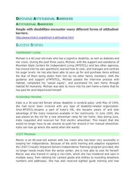 Defining Attitudinal Barriers | PDF | Equal Employment Opportunity ...