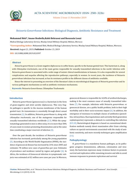 (PDF) Neisseria Gonorrhoeae Infections: Biological Diagnosis ...