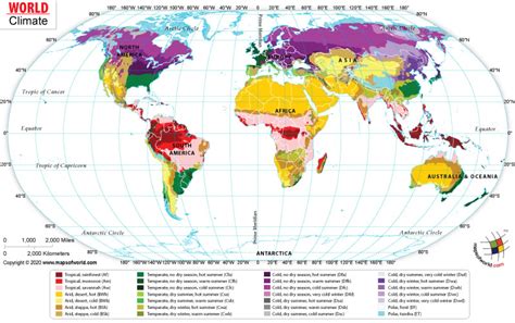 World Map With Climate Zones - World Time Zone Map