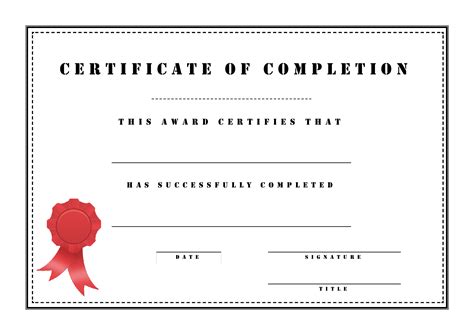 Kostenloses Certificate Of Completion template