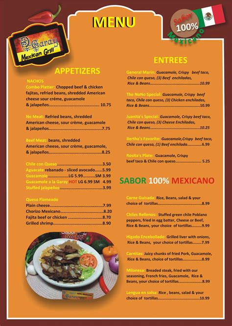 Garay Mexican Grill Menu, Menu for Garay Mexican Grill, Northline ...