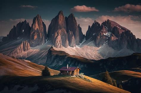 Premium AI Image | Incredible sunrise in the Italian Dolomites