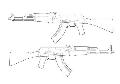 AK-47 Guns coloring page - Download, Print or Color Online for Free