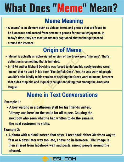 "Meme" Meaning, Origin and Examples • 7ESL