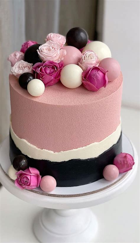 Birthday Cake Black And White And Pink