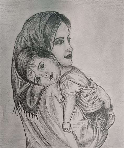 Easy Mother's Love Pencil Sketch - art-jiggly