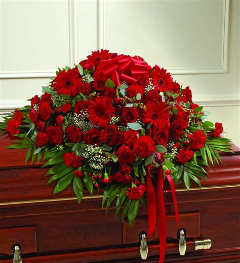 Red Sympathy Casket Spray | Avas Flowers