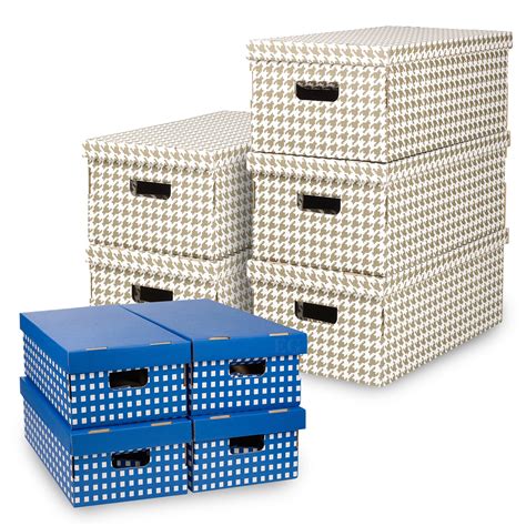 Set Of 2, 3 Or 4 Cardboard Storage Boxes With Lids Lightweight With ...