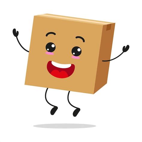 Premium Vector | Cute happy carton box character Funny jump package ...