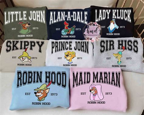 Vintage Disney Robin Hood All Characters Group Custom Retro Tshirt ...