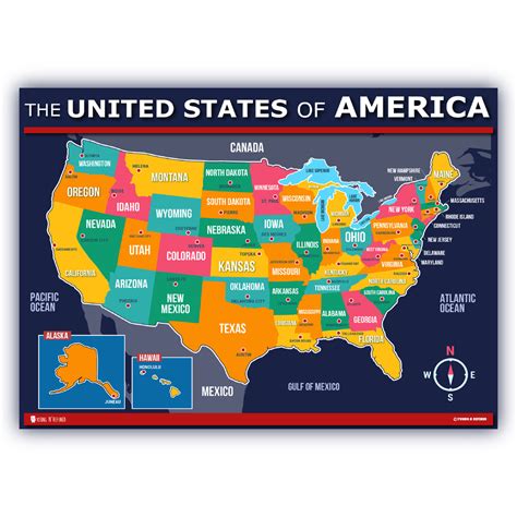 Map of USA for kids LAMINATED Large Poster – Young N' Refined