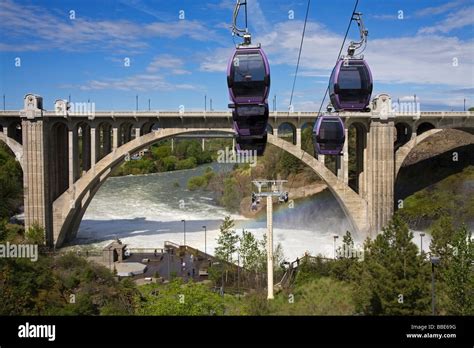 Spokane Falls Skyride over Riverfront Park; Spokane, Washington, USA ...