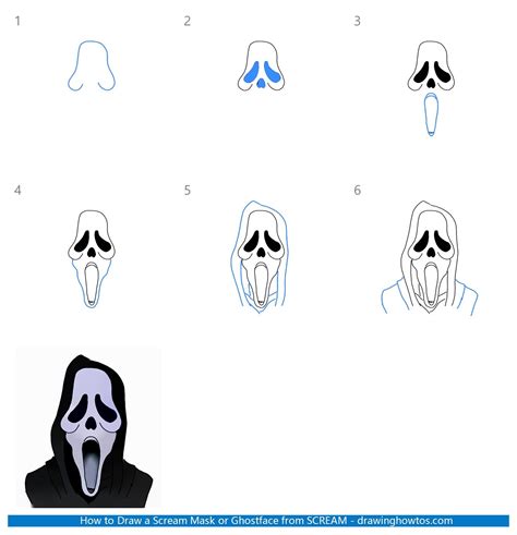 How to Draw a Scream Mask or Ghostface from SCREAM - Step by Step Easy ...