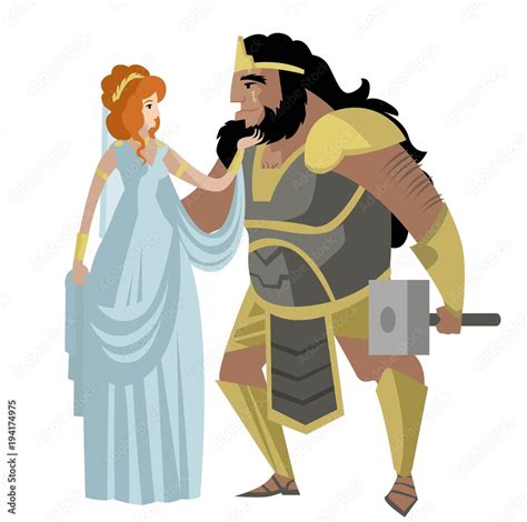 hephaestus vulcan and aphrodite venus greek mythology Stock Vector ...