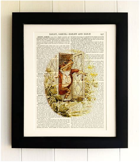 ART PRINT on Old Antique Book Page Beatrix Potter, Jeremy Fisher ...