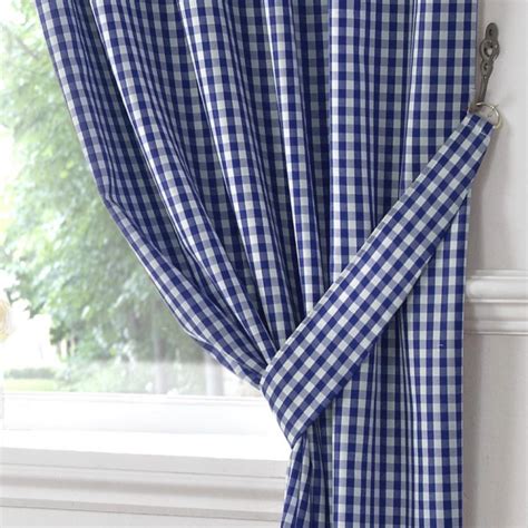 Gingham | Check | Kitchen | Tape Top | Curtains | Blue | Tonys Textiles