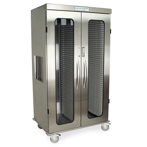 Double Column Medical Storage Cabinet, Stainless, Glass Doors, E-Lock ...