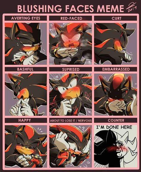 Shadow Blushing Face Meme by SonicAimblu19 | Sonic and shadow, Shadow ...