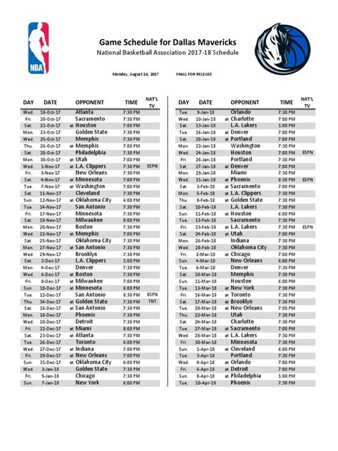 Mavs 2017-18 Schedule | PDF | Athletic Sports | Ball Games