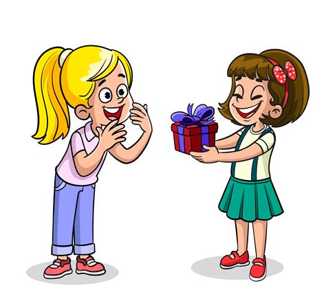 niña sonriente niño dando niña cumpleaños cinta arco caja de regalo ...