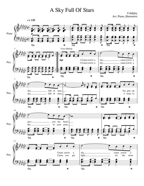 A Sky Full Of Stars-ColdPlay-Piano Solo Sheet music for Piano (Solo ...