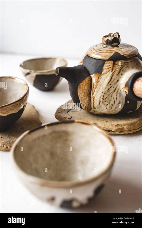 Handmade ceramics in the style of wabi sabi Stock Photo - Alamy