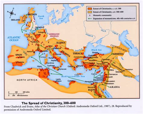 (c. 300-600 CE) Spread of Christianity | Maps, Charts, Graphs ...