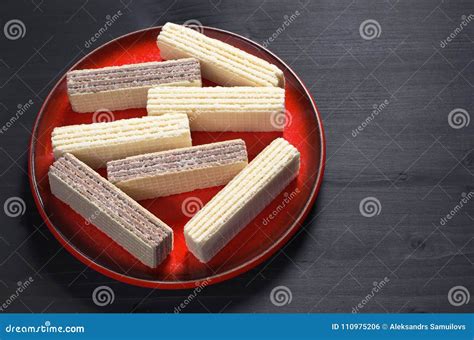 Wafers With Chocolate And Vanilla Stock Photo - Image of pastry ...