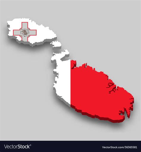 3d isometric map malta with national flag Vector Image