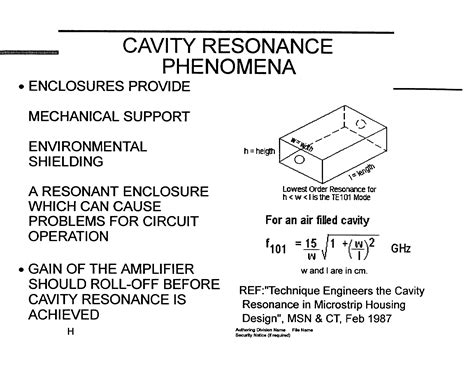 Cavity Resonance Phenomena