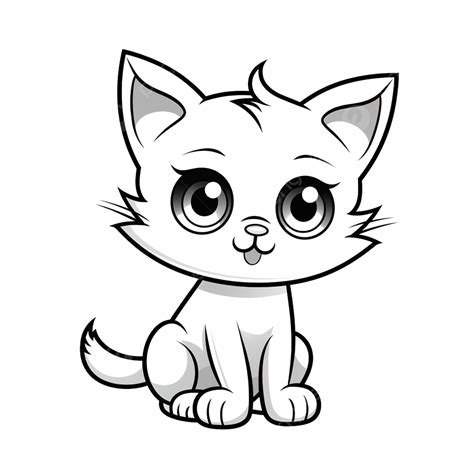 Cute Cat Cartoon Character Line Art, Cat Drawing, Car Drawing, Cartoon ...