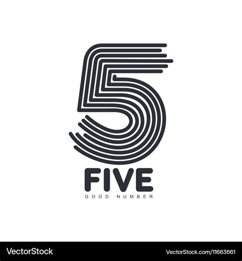 Black and white number five logo formed Royalty Free Vector