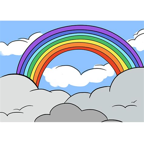 Rainbow Scenery Drawing For Kids - How to draw easy scenery for kids.