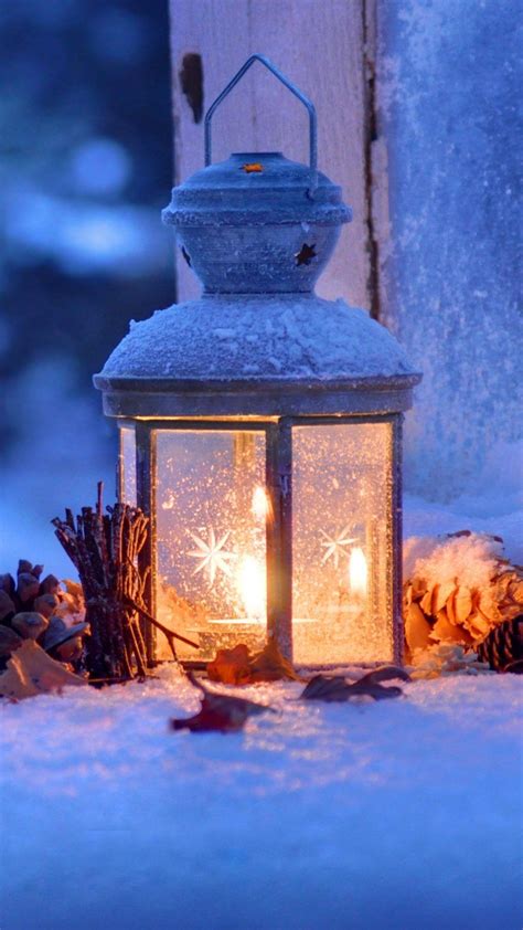 Lantern Snow Winter Christmas Eve 4K Ultra HD Mobile Phone Wallpaper ...