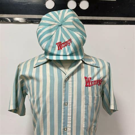 1970s 1980s Wendy's Restaurant Uniform Shirt with Matching Hat Rare ...