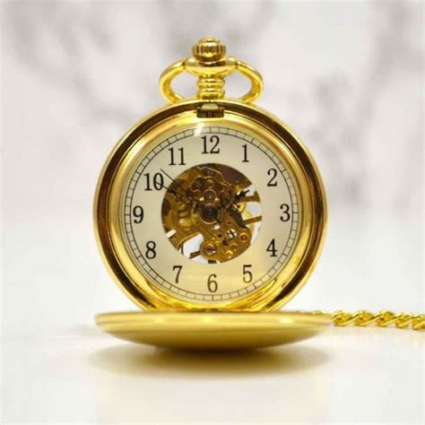 Gold Engraved Pocket Watch With Antique Style Back - GiftsOnline4U