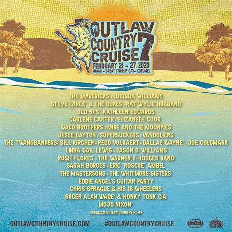 Outlaw Country Cruise 7 Initial Lineup 2023 Revealed Including Lucinda ...