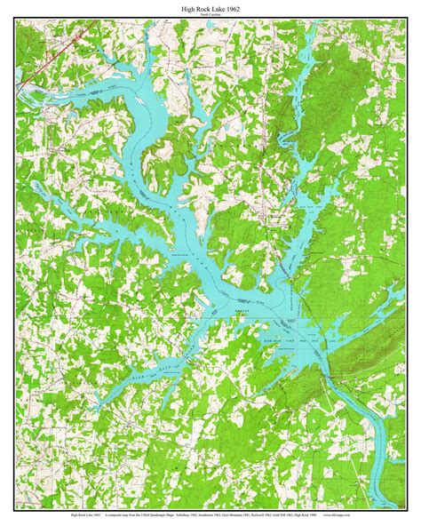 High Rock Lake 1962 - Custom USGS Old Topo Map - North Carolina - OLD MAPS