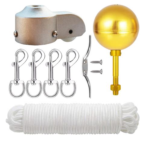 Buy EKEV Pole Hardware Parts Repair Kits - 3" Topper Gold Ball + 50 Ft ...