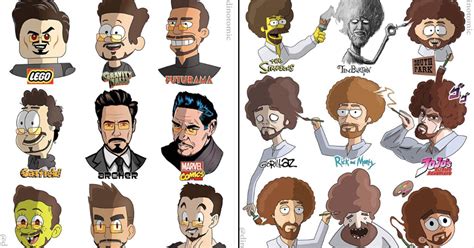 Celebrity Cartoon Drawing In Several Different Animation Styles