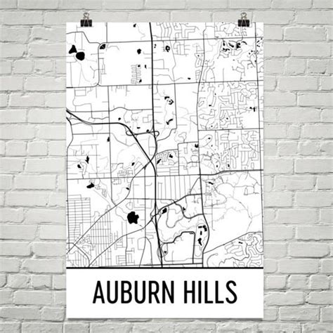 Auburn Hills MI Map Auburn Hills Art Auburn Hills Print | Etsy