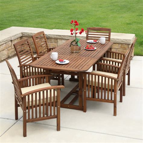 Manor Park Acacia Wood 7 Piece Rectangular Patio Dining Set - Walmart.com