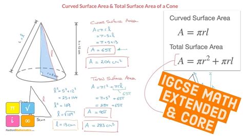 Cone : Curved Surface Area and Total Surface Area Formula - IGCSE ...