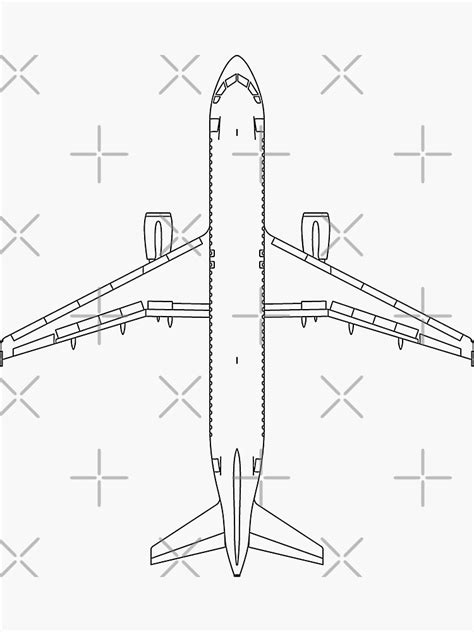 "Airbus A320 Black Line Top View" Sticker for Sale by magazinecombate ...