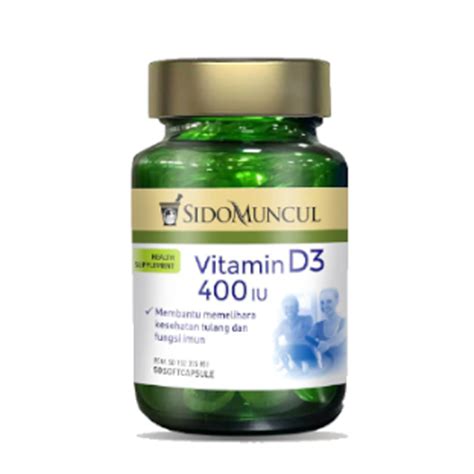 Sido Muncul Vitamin D3 400 IU 50 Soft Capsule - Kegunaan, Efek Samping ...