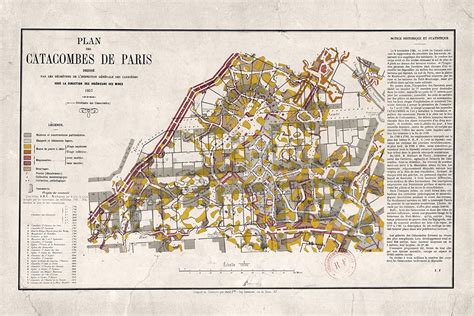 Paris Catacombs Antique Map From 1857 Print Poster - Etsy