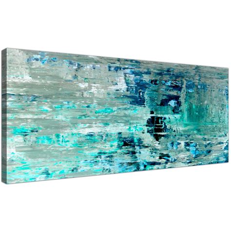 Turquoise Teal Abstract Painting Wall Art Print Canvas - Modern 120cm ...