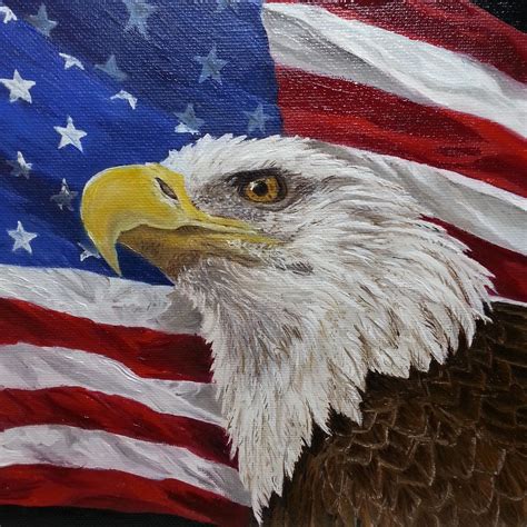 Bald Eagle Oil Painting Eagle and American Flag Patriotic - Etsy ...