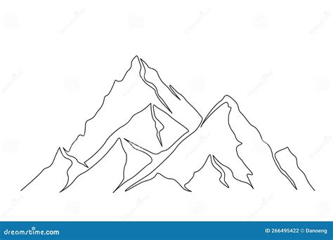 Continuous One Line Drawing of Mountain Landscape. Simple Line Mountain ...