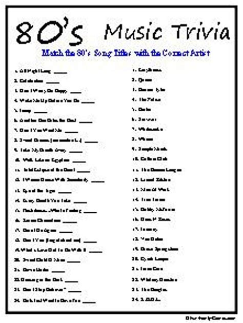 Music Trivia Questions And Answers Printable